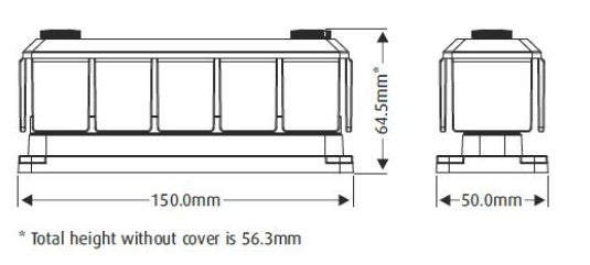 KYTKENT&Auml;KISKO 5 X M10 50V/600A L&Auml;PIN&Auml;KYV&Auml; SUOJAKANSI